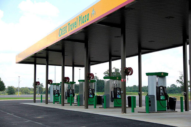 Images of the Gas Pumps at Creek Travel Plaza